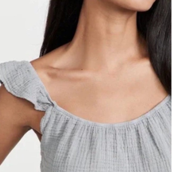 Monrow Pink Crinkle Gauze Ruffle Tank Top NWT - Picture 5 of 5